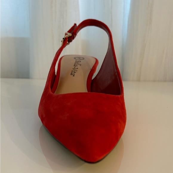 NEW Bella Vita The Scarlett Italian Leather Red Slingback Kitten Heels Size 8,5 - Picture 3 of 10